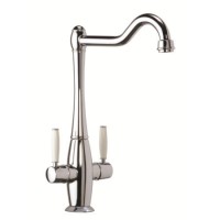 CDA Chrome Twin Lever Traditional Monobloc Kitchen Tap