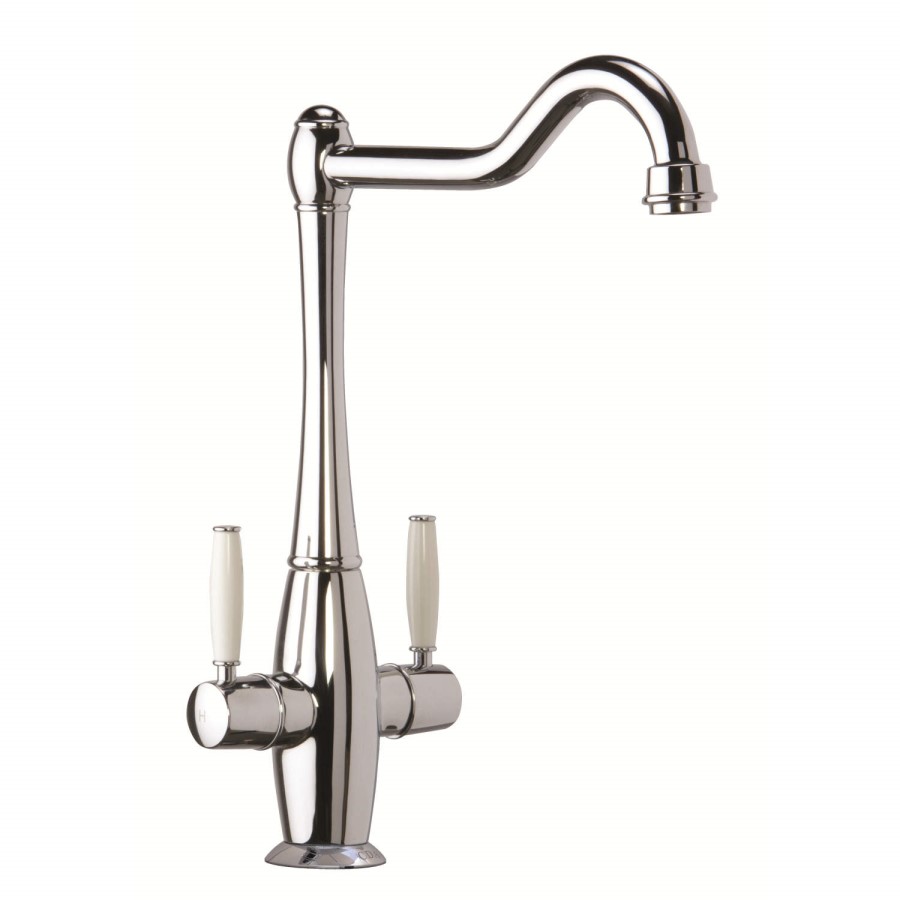 CDA Chrome Twin Lever Traditional Monobloc Kitchen Tap