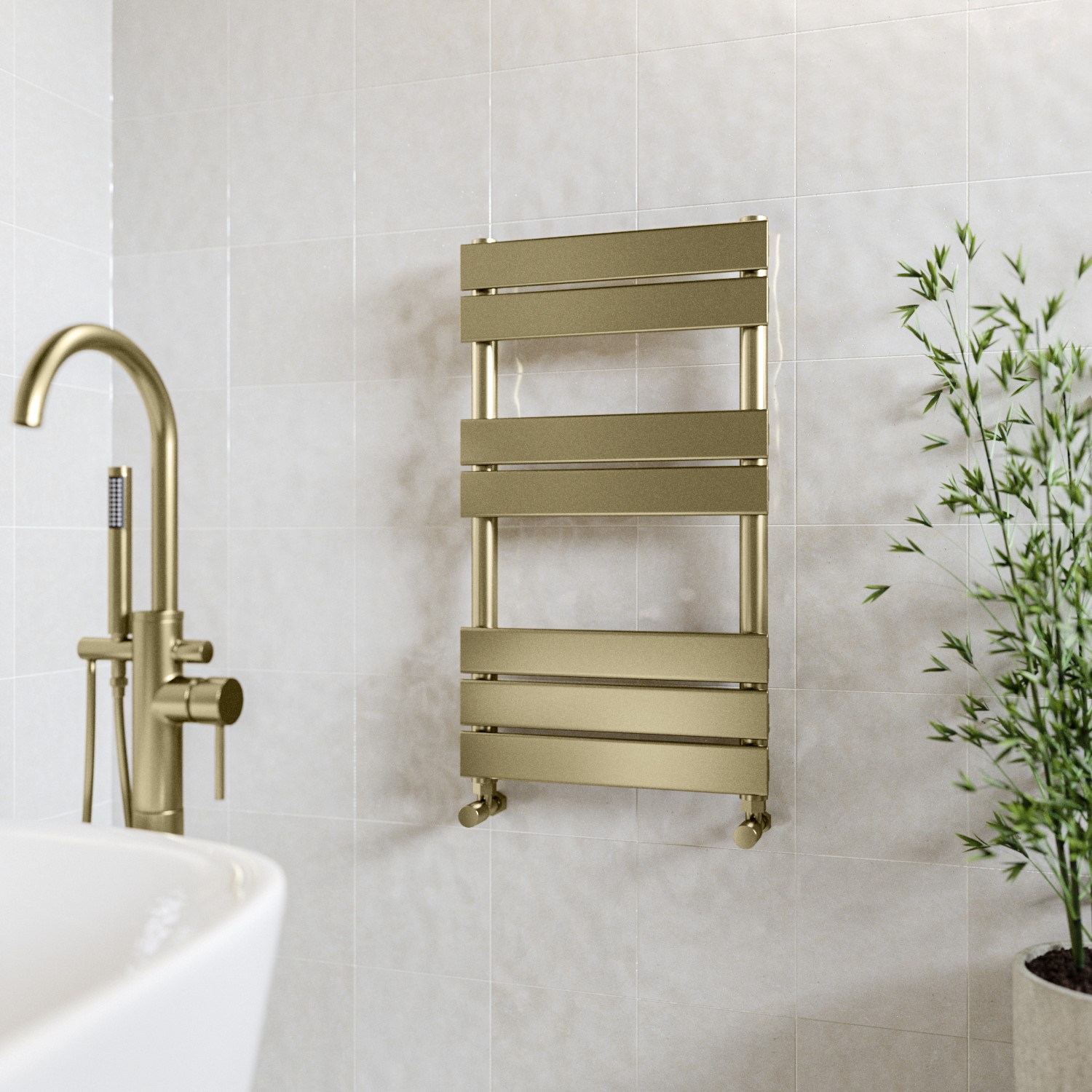 Tundra Brass Towel Radiator 800 X 450Mm