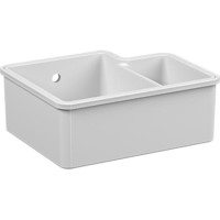 GRADE A2 - Reginox Tuscany 1.5 Bowl Ceramic White Undermount Kitchen Sink