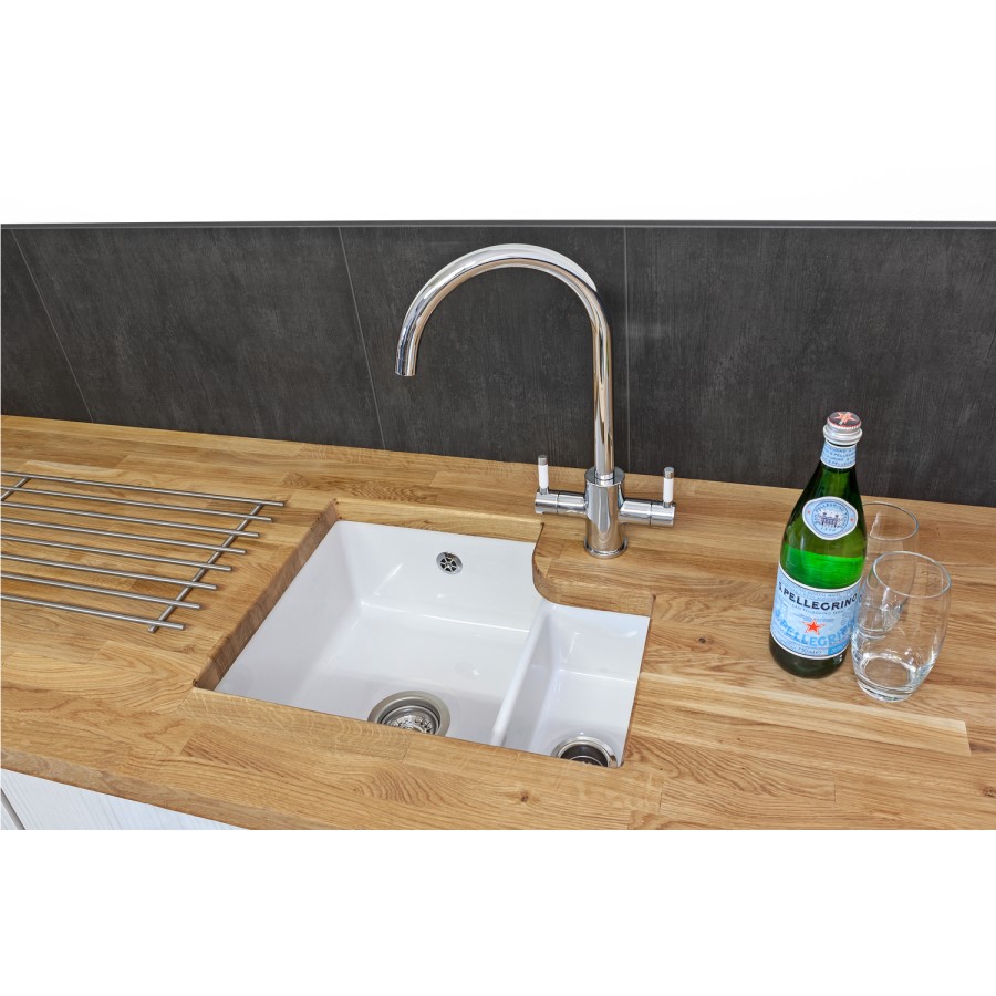 1.5 Bowl Undermount White Ceramic Kitchen Sink - Reginox Tuscany