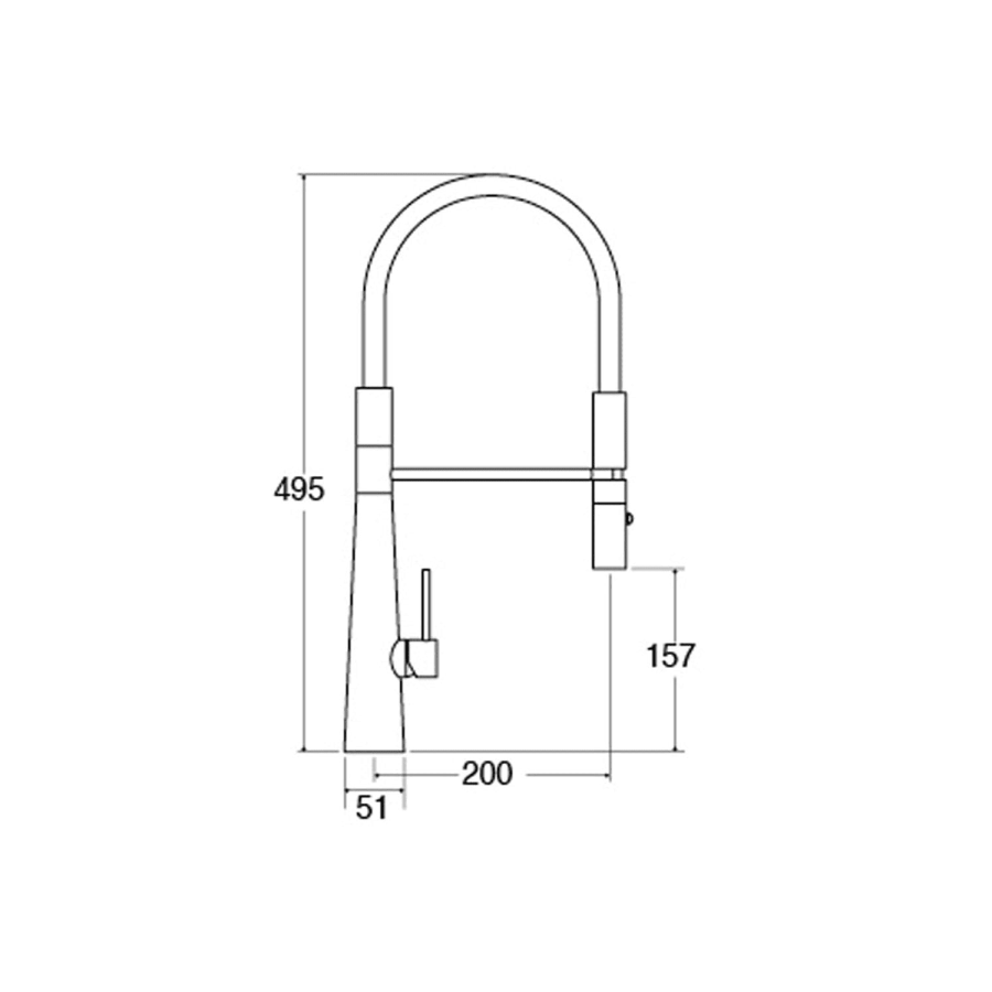 CDA Stainless Steel Single Lever Conical Base Kitchen Tap