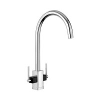 Rangemaster Vertex Twin Lever Mono Kitchen Mixer - Chrome & Black