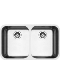 GRADE A2 - Smeg UM4545 Alba Double Bowl Undermount Stainless Steel Sink