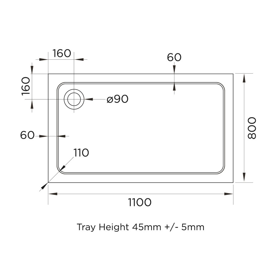 1100x800mm Rectangular 45mm White Stone Resin Shower Tray – Pearl