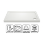 1200x760mm Rectangular Shower Tray 45mm - White Acrylic Stone Resin - Pearl