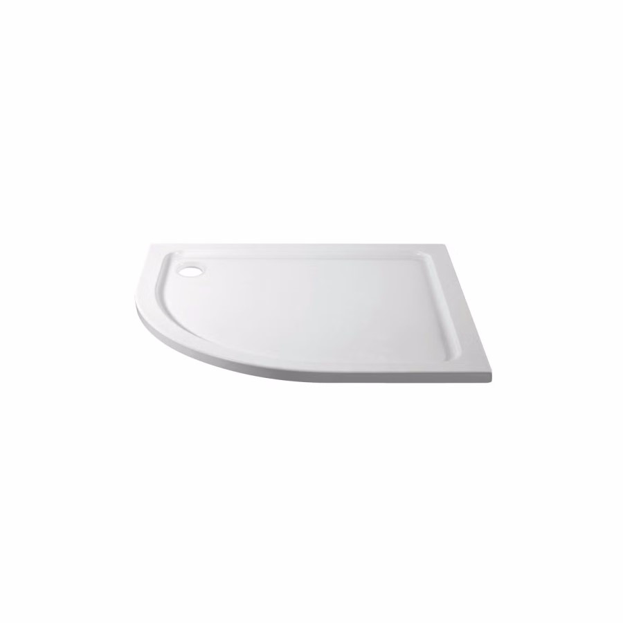 1200x800mm Left Hand Offset Quadrant Shower Tray - White Acrylic Stone Resin - Pearl