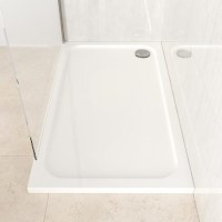 1500x800mm Rectangular Shower Tray – Low Profile 45mm – Stone Resin – White – Pearl
