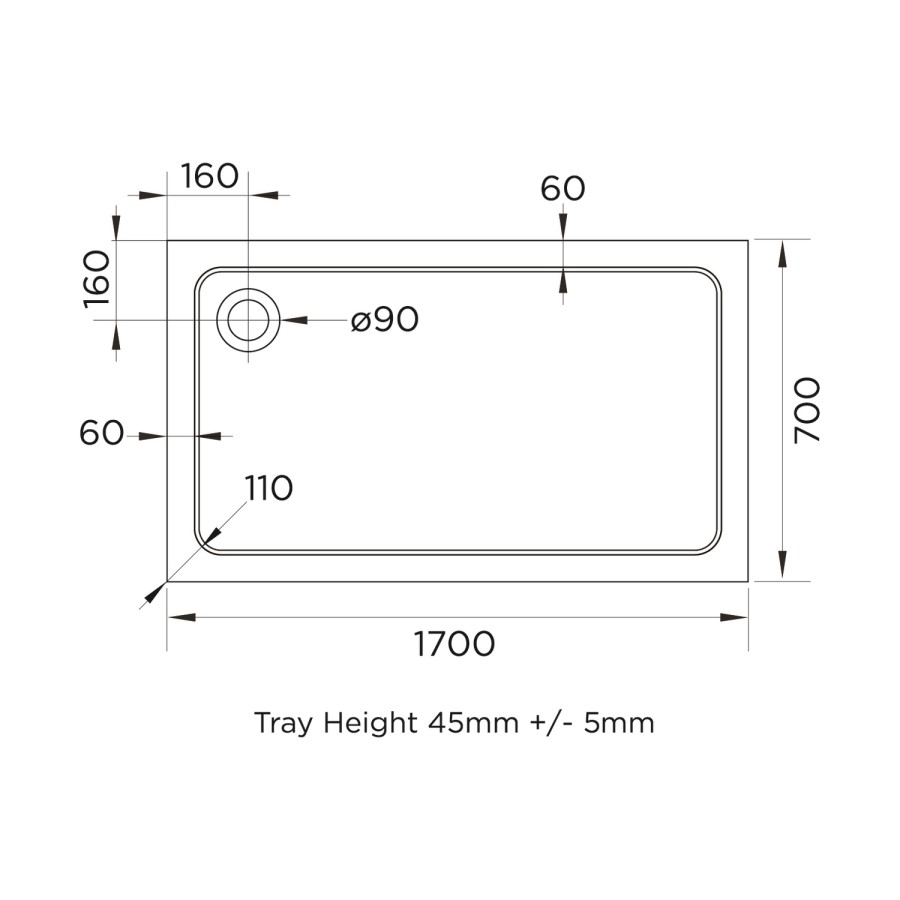 1700x700mm Black 8mm Glass Rectangular Sliding Shower Enclosure with Shower Tray - Pavo