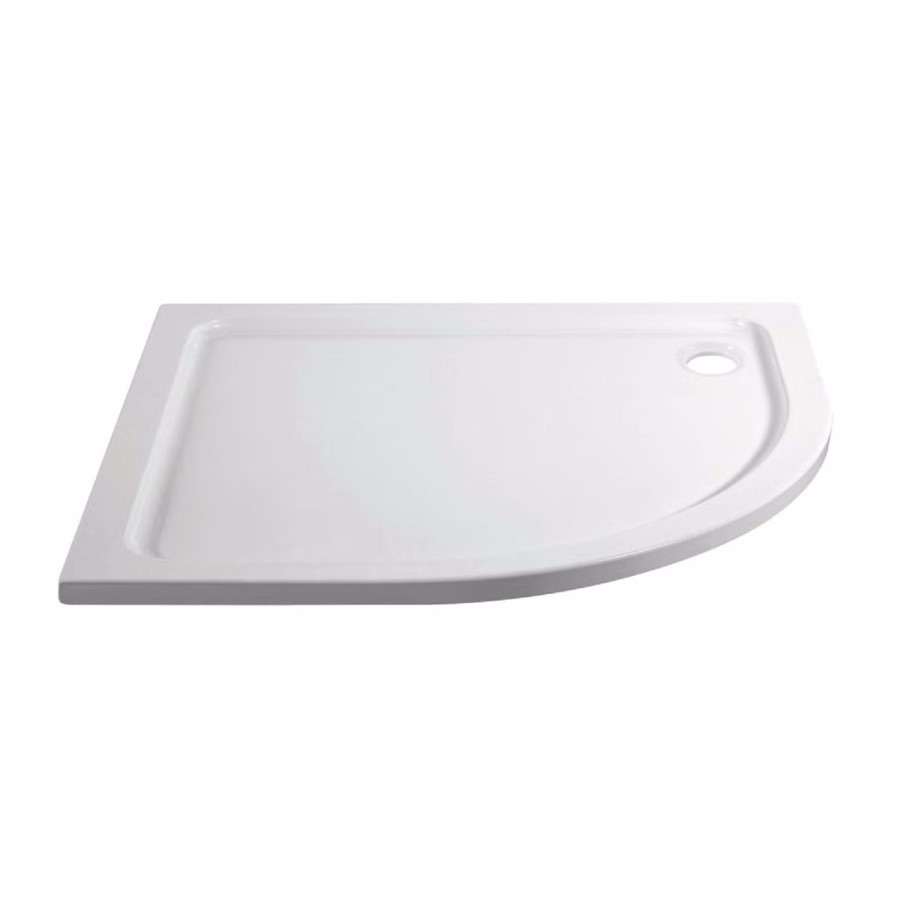 900x760mm White Acrylic Capped Stone Resin Right Hand Offset Quadrant Shower Tray 45mm - Pearl