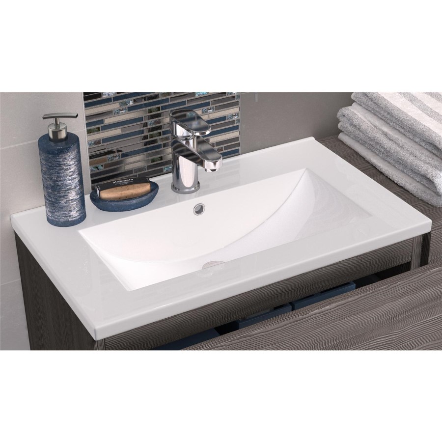 Hudson Reed Grey Wall Hung Bathroom Cabinet & Basin - W505 x H518mm