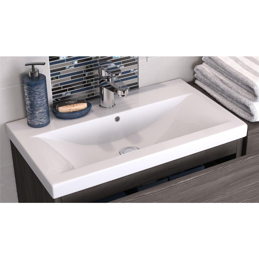 Hudson Reed Grey Wall Hung Bathroom Cabinet & Basin - W810 x H540mm