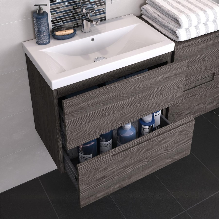Hudson Reed Grey Wall Hung Bathroom Cabinet & Basin - W810 x H540mm