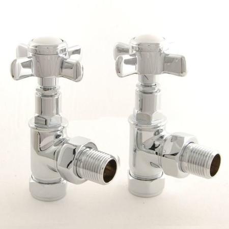 Period Cross Head Angled Radiator Valves Chrome