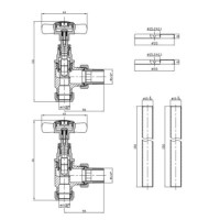 GRADE A2 - Bronze Traditional Angled Radiator Valves - Regent