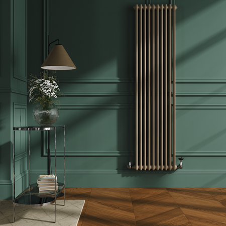 Reggio Beige grey Vertical Double Column Traditional Radiator ...