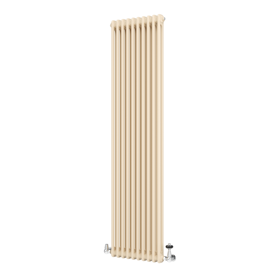 Reggio Elk brown Vertical Double Column Traditional Radiator 1800x470mm 4399 BTU - Cast Iron Style