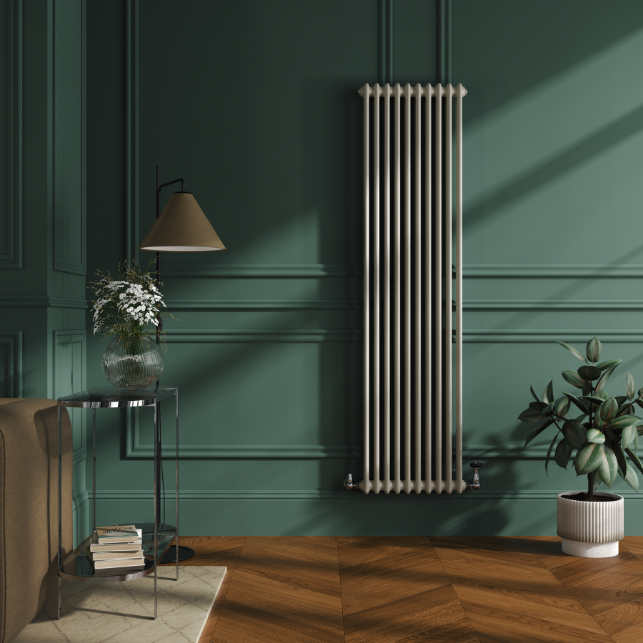 Reggio Linen Vertical Double Column Traditional Radiator 1800x470mm 4399 BTU - Cast Iron Style