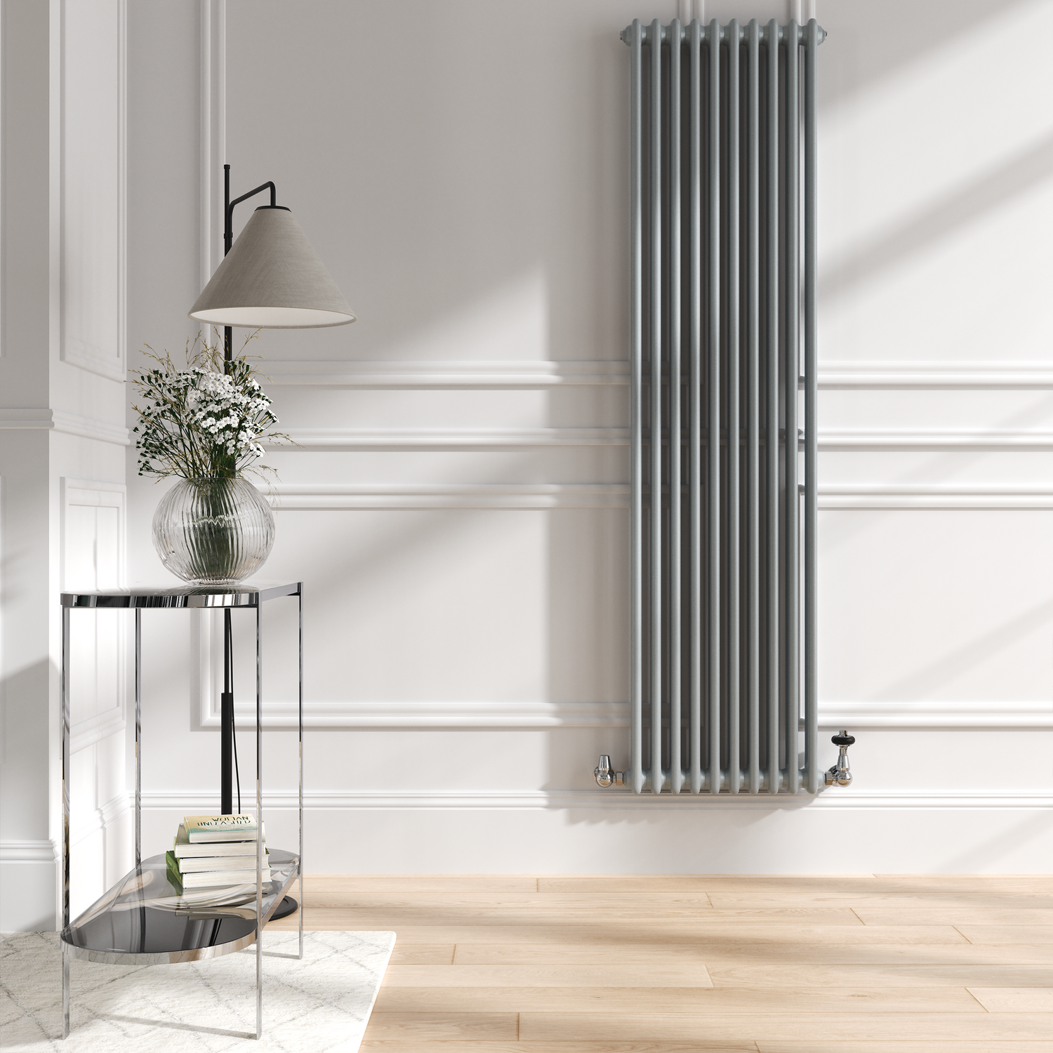 Reggio Salt & Pepper Vertical Double Column Traditional Radiator 1800X470mm 4399 Btu - Cast Iron Style