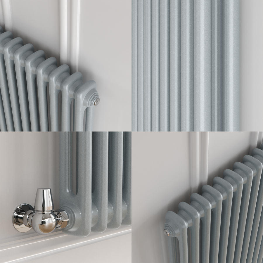 Reggio Salt & Pepper Vertical Double Column Traditional Radiator 1800x470mm 4399 BTU - Cast Iron Style