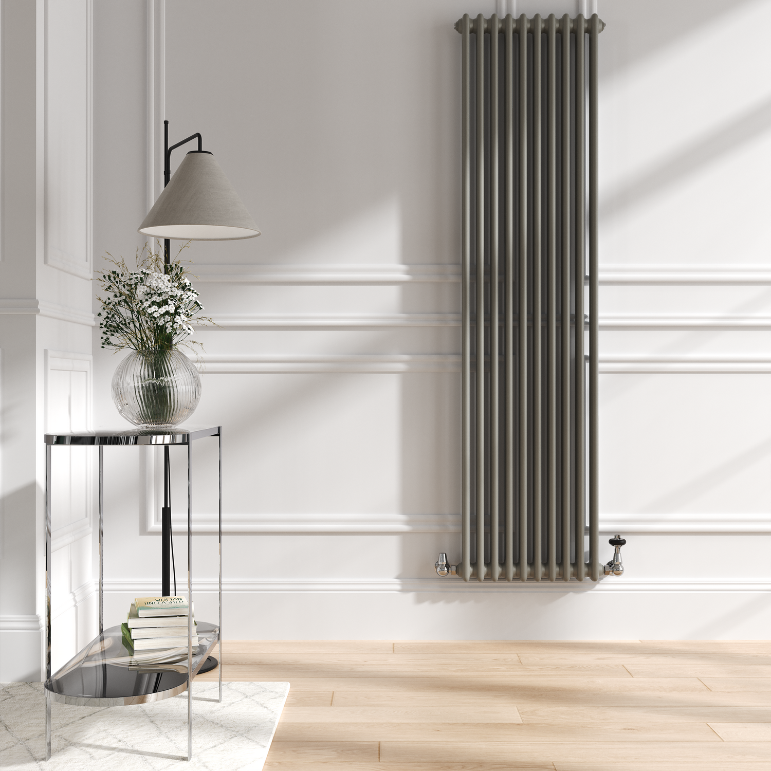Reggio Grey Smoked Stone Vertical Double Column Traditional Radiator 1800X470mm 4399 Btu - Cast Iron Style - Image 2