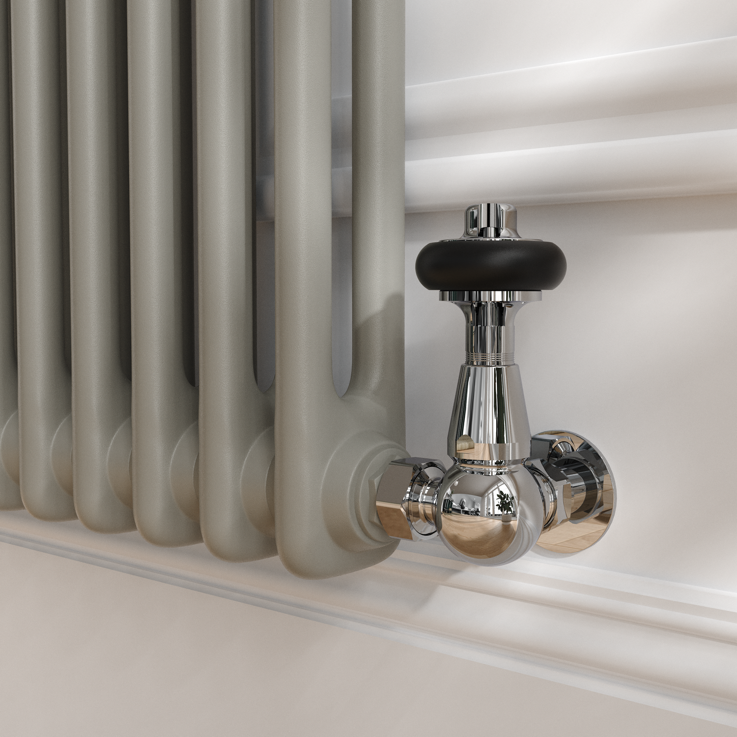 Reggio Smoked Stone Vertical Double Column Traditional Radiator ...
