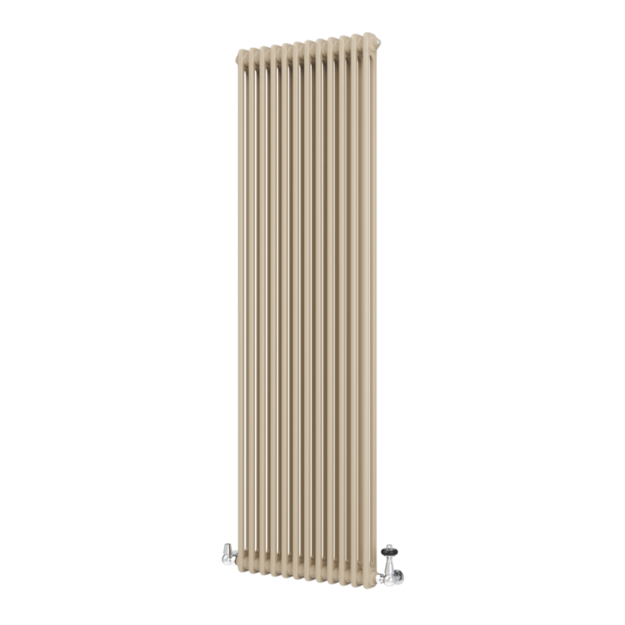 Reggio Beige grey Vertical Double Column Traditional Radiator 1800x560mm 5279 BTU - Cast Iron Style
