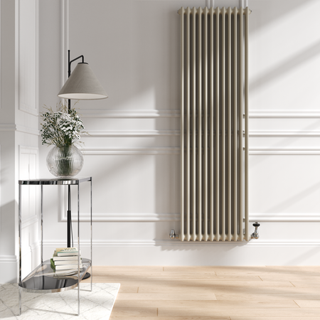 Reggio Linen Vertical Double Column Traditional Radiator 1800x560mm ...