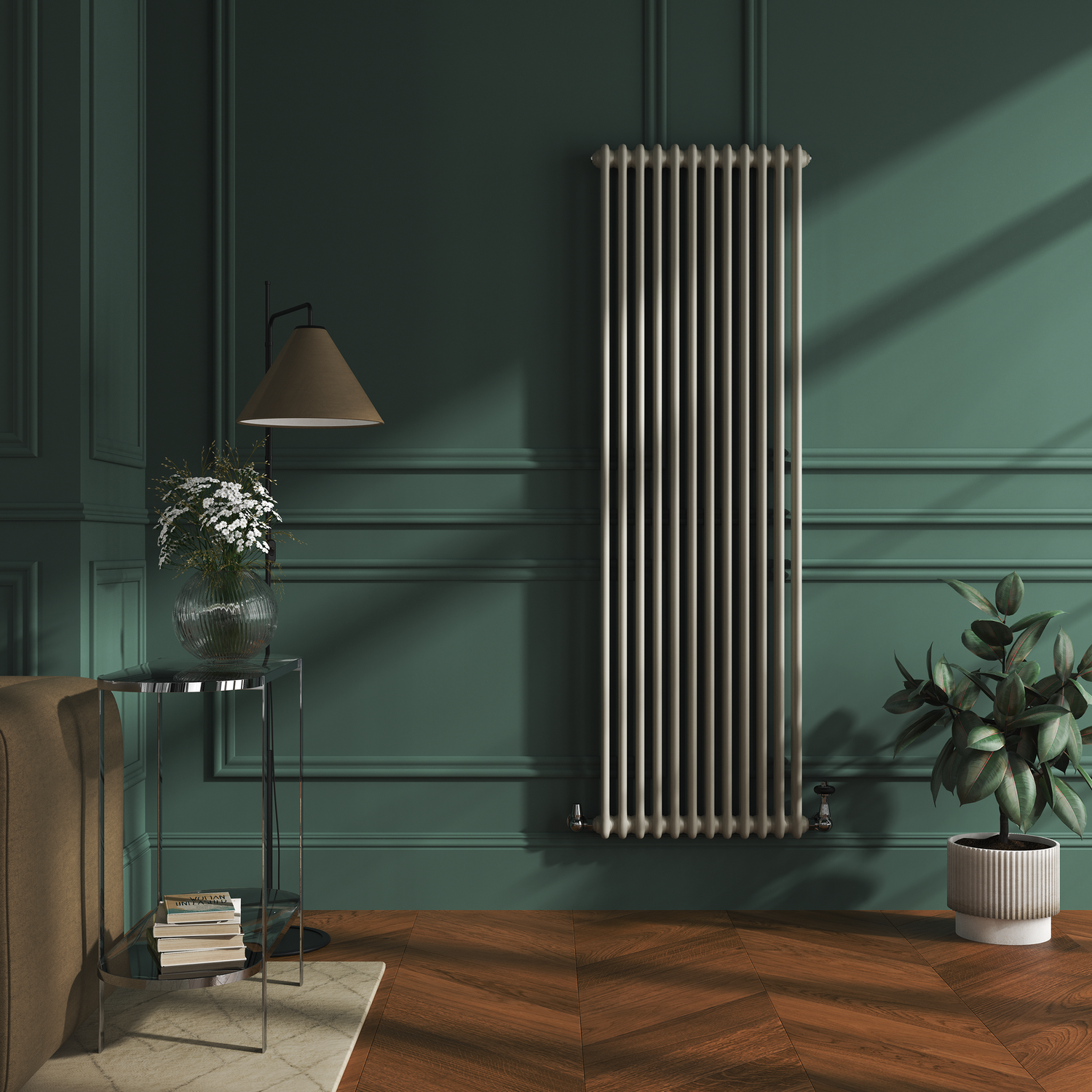 Reggio Linen Vertical Double Column Traditional Radiator 1800x560mm ...