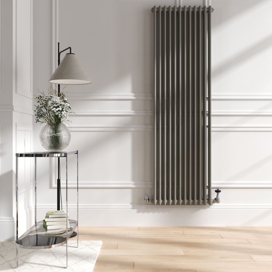 Reggio Smoked Stone Vertical Double Column Traditional Radiator 1800x560mm 5279 BTU - Cast Iron Style