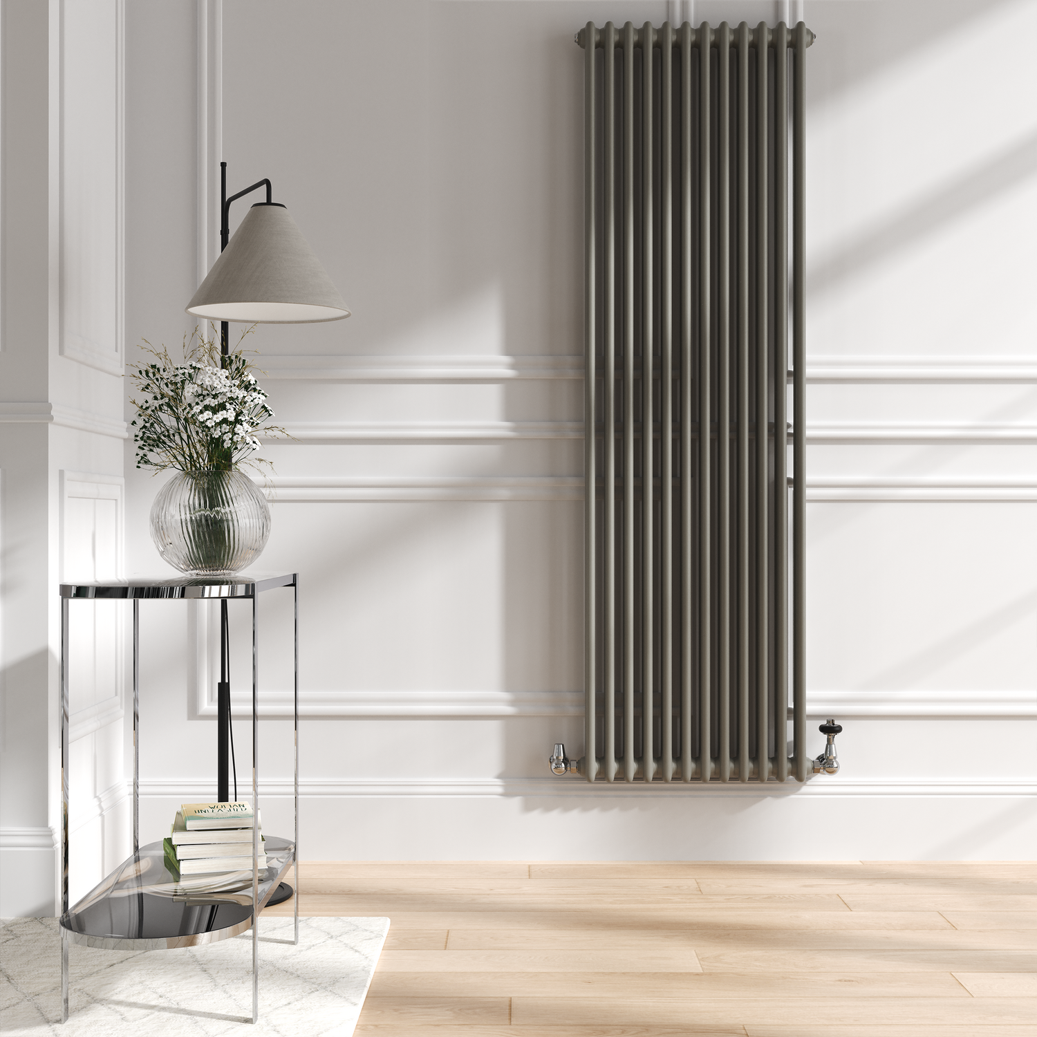 Reggio Smoked Stone Vertical Double Column Traditional Radiator 1800X560mm 5279 Btu - Cast Iron Style