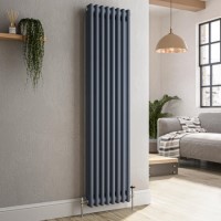 Reggio Anthracite Vertical Double Column Traditional Radiator 1500x380mm 2972 BTU - Cast Iron Style Reggio Anthracite Vertical Double Column Traditional Radiator 1500x380mm 2972 BTU - Cast Iron Style