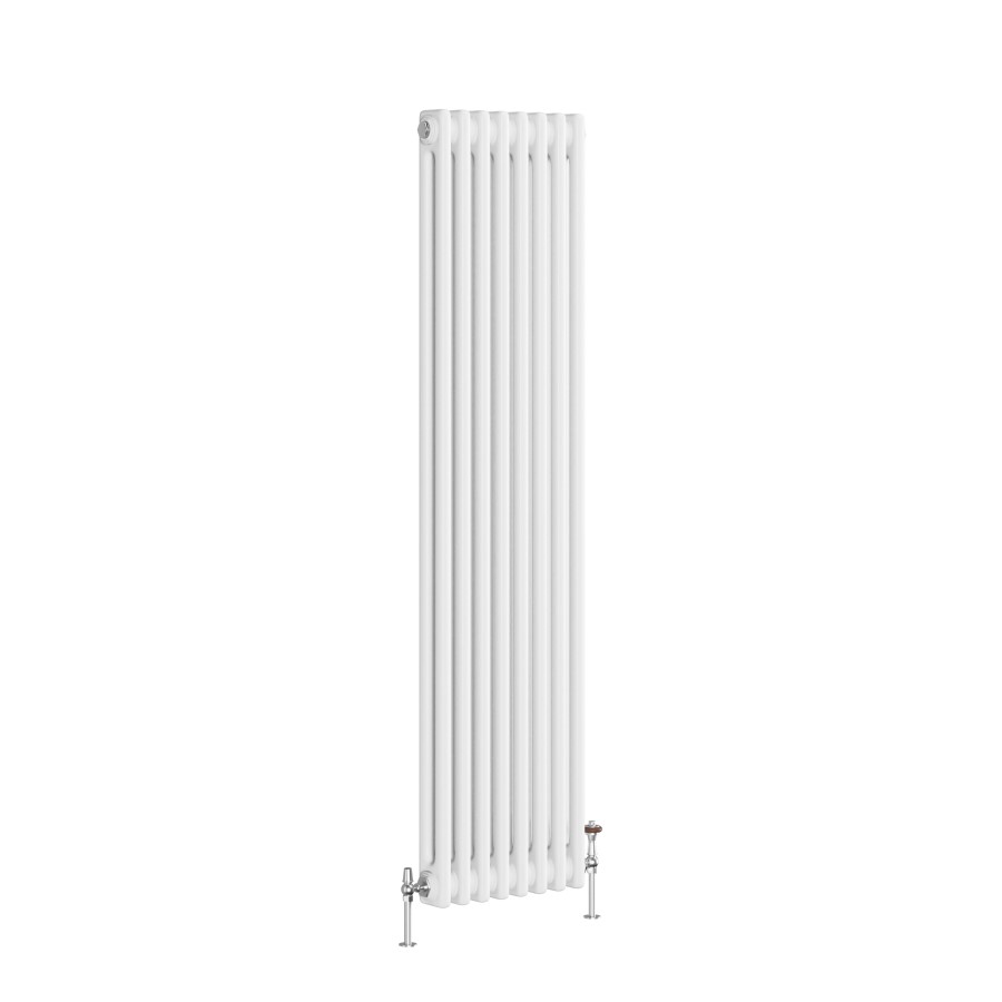 Reggio White Vertical Double Column Traditional Radiator 1500x380mm 2972 BTU - Cast Iron Style