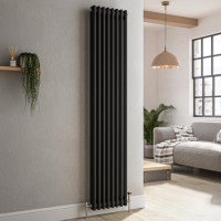 Reggio Midnight Black Vertical Double Column Traditional Radiator 1800x380mm 3519 BTU - Cast Iron Style Reggio Midnight Black Vertical Double Column Traditional Radiator 1800x380mm 3519 BTU - Cast Iron Style