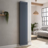 Reggio Anthracite Vertical Double Column Traditional Radiator 1800x380mm 3519 BTU - Cast Iron Style Reggio Anthracite Vertical Double Column Traditional Radiator 1800x380mm 3519 BTU - Cast Iron Style