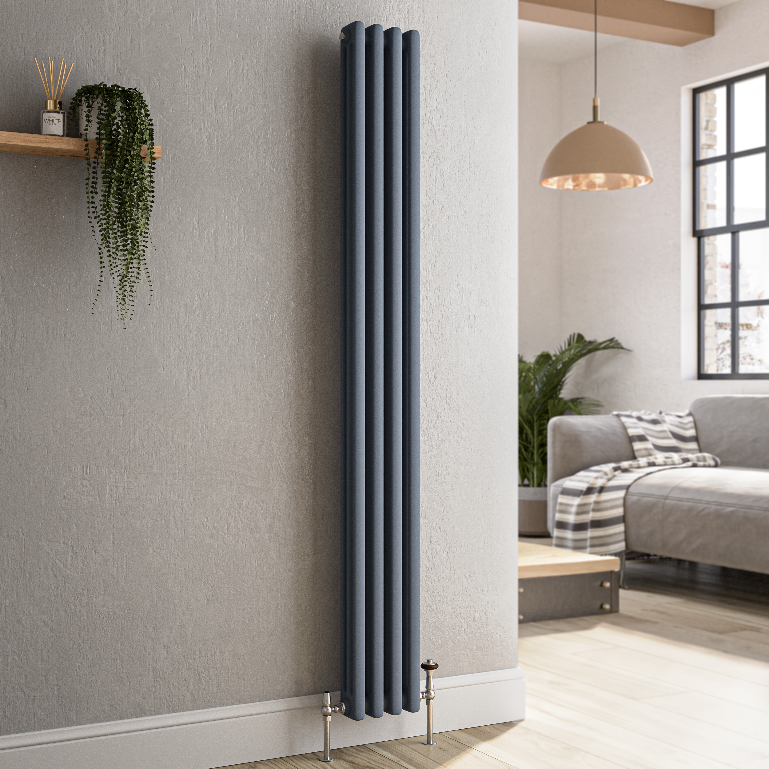 Reggio Anthracite Vertical Column Radiator - Traditional Designer Range - Various Sizes