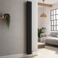 Reggio Midnight Black Vertical Triple Column Traditional Radiator 1800x200mm 2218 BTU - Cast Iron Style Reggio Midnight Black Vertical Triple Column Traditional Radiator 1800x200mm 2218 BTU - Cast Iron Style