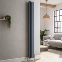 Reggio Anthracite Vertical Triple Column Traditional Radiator 1800x200mm 2218 BTU - Cast Iron Style Reggio Anthracite Vertical Triple Column Traditional Radiator 1800x200mm 2218 BTU - Cast Iron Style