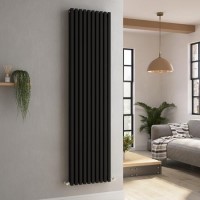 Ravello Midnight Black Vertical Square Designer Radiator 1800x450mm Double Panel 5357 BTU Ravello Midnight Black Vertical Square Designer Radiator 1800x450mm Double Panel 5357 BTU
