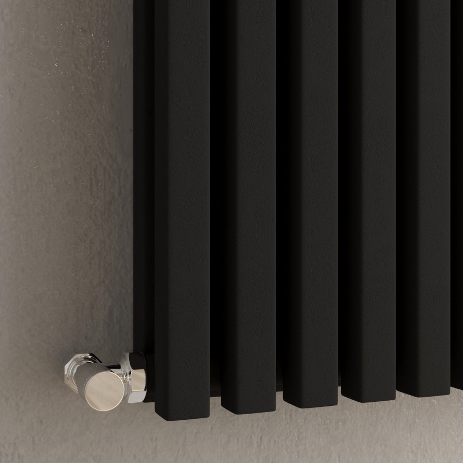 Ravello Midnight Black Vertical Square Designer Radiator 1800x450mm Double Panel 5357 BTU