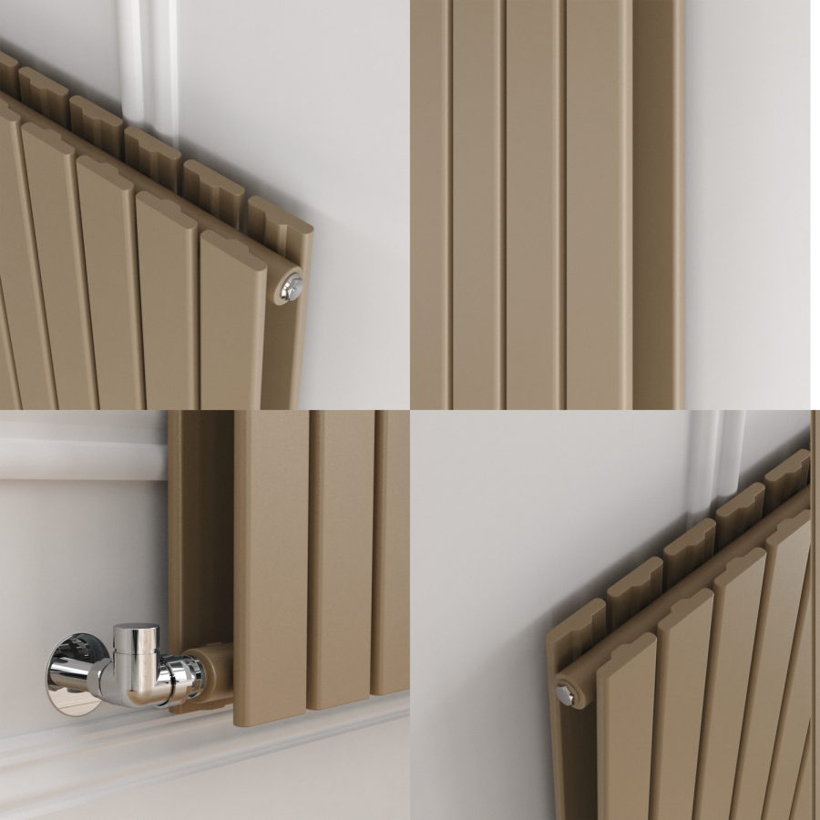 Riace Beige grey Vertical Flat Designer Radiator 1800x680mm Double Panel 6947 BTU