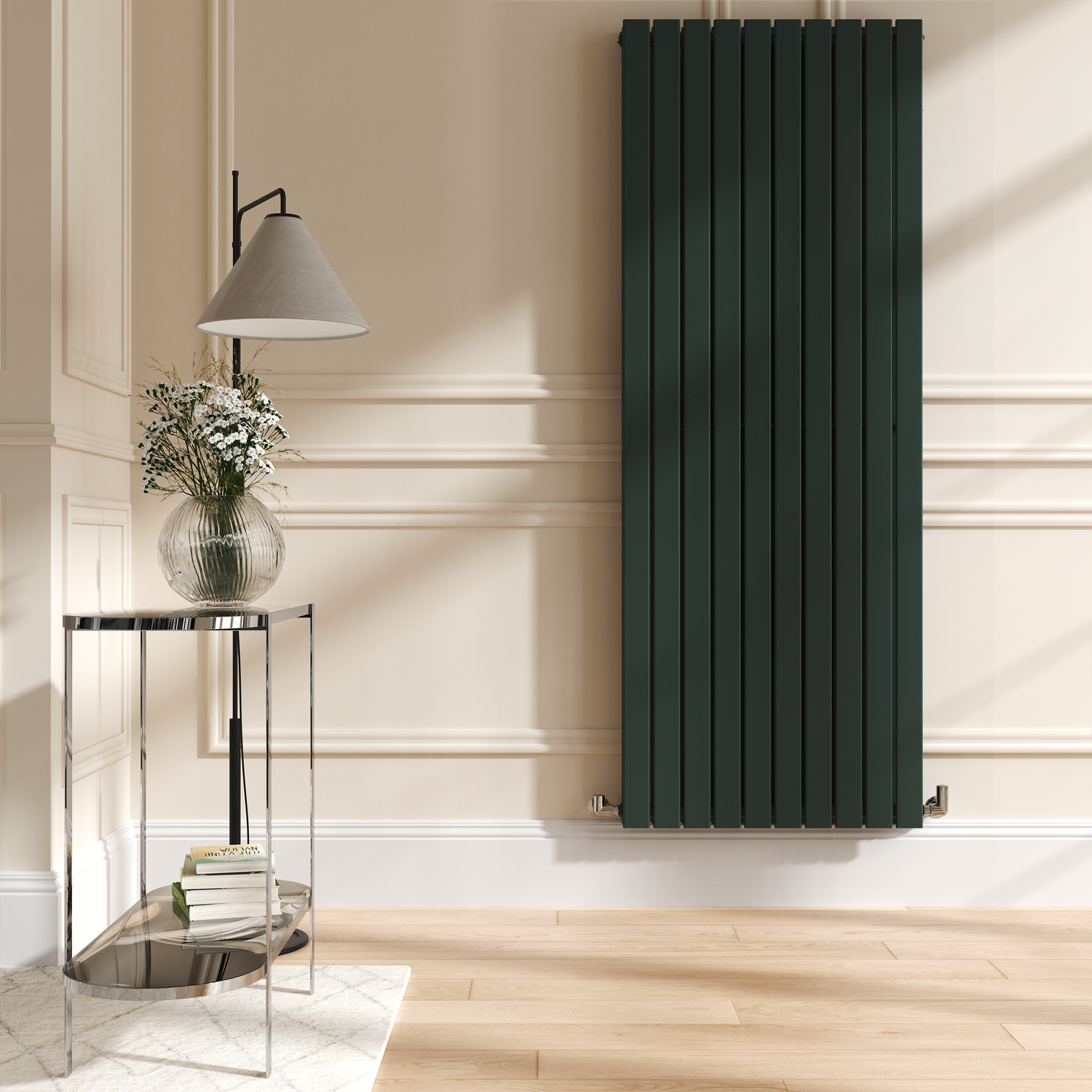 Riace Green Ever Vertical Flat Designer Radiator 1800X680mm Double Panel 6947 Btu