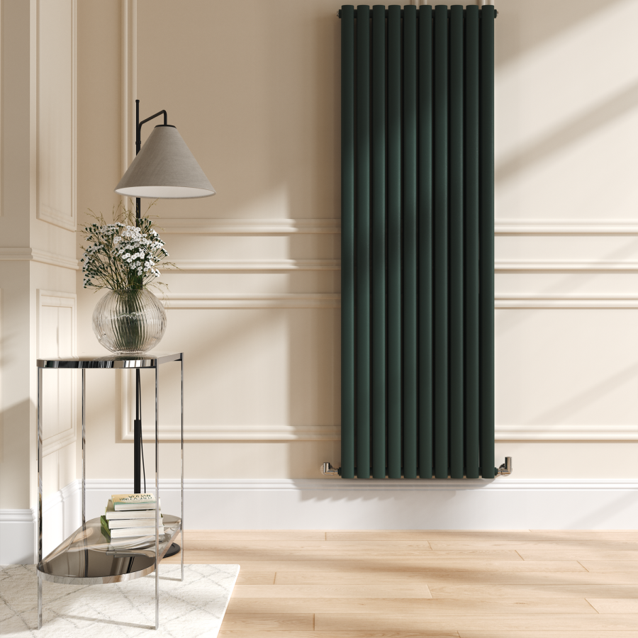 Sorrento Evergreen Vertical Oval Designer Radiator 1800x590mm Double Panel 6229 BTU