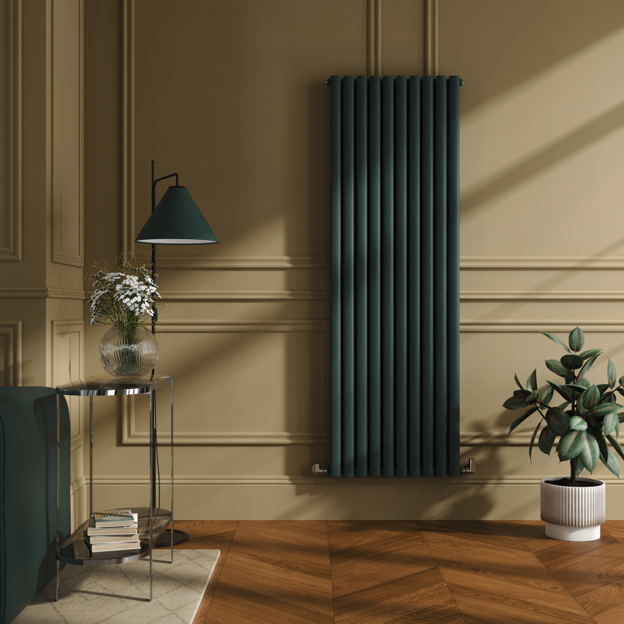 Sorrento Evergreen Vertical Oval Designer Radiator 1800x590mm Double Panel 6229 BTU