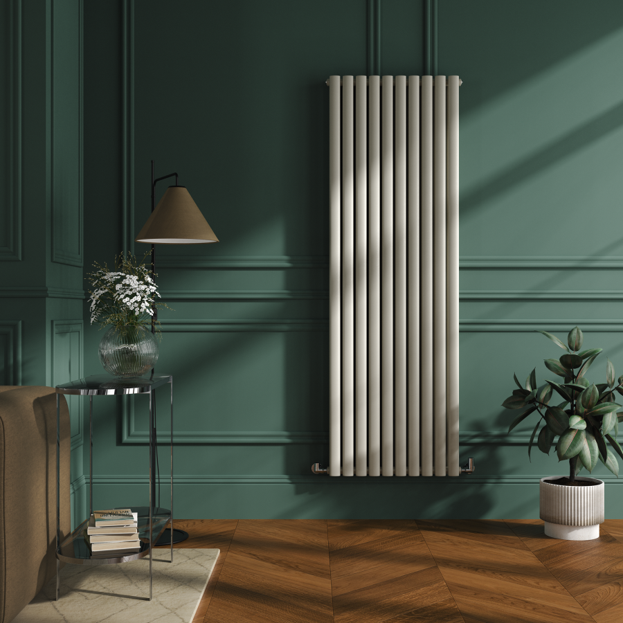 Sorrento Linen Vertical Oval Designer Radiator 1800x590mm Double Panel 6229 BTU