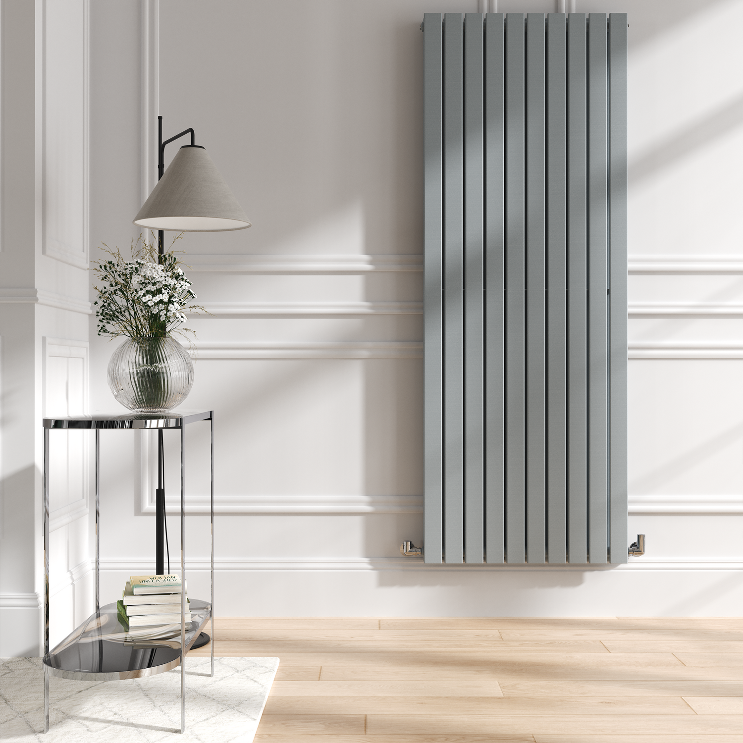 Riace Salt & Pepper Vertical Flat Designer Radiator 1800X680mm Double Panel 6947 Btu