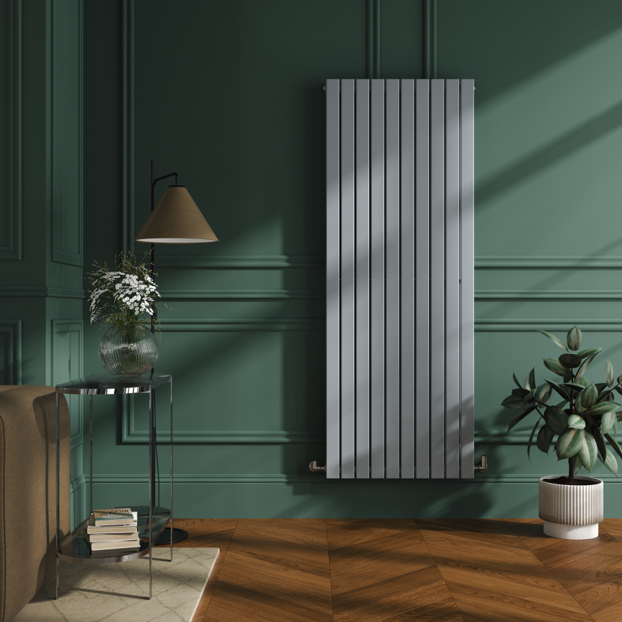 Raize Radiator Riace Salt & Pepper Vertical Flat Designer Radiator 1800x680mm Double ...