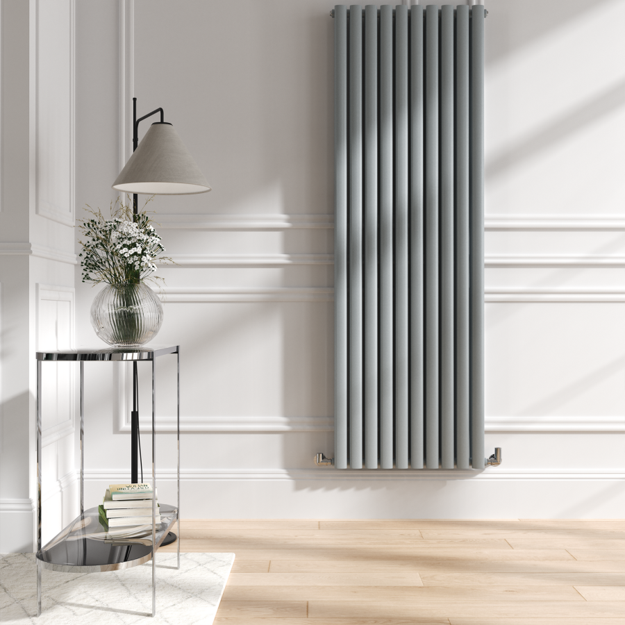 Sorrento Salt & Pepper Vertical Oval Designer Radiator 1800x590mm Double Panel 6229 BTU