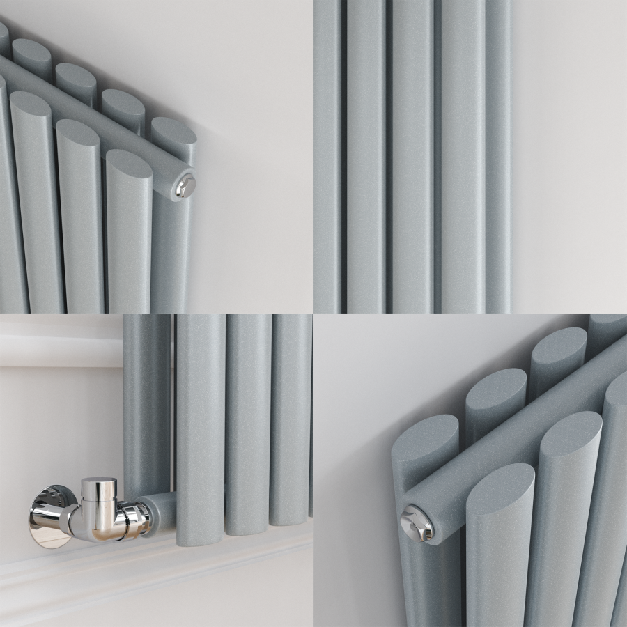 Sorrento Salt & Pepper Vertical Oval Designer Radiator 1800x590mm Double Panel 6229 BTU