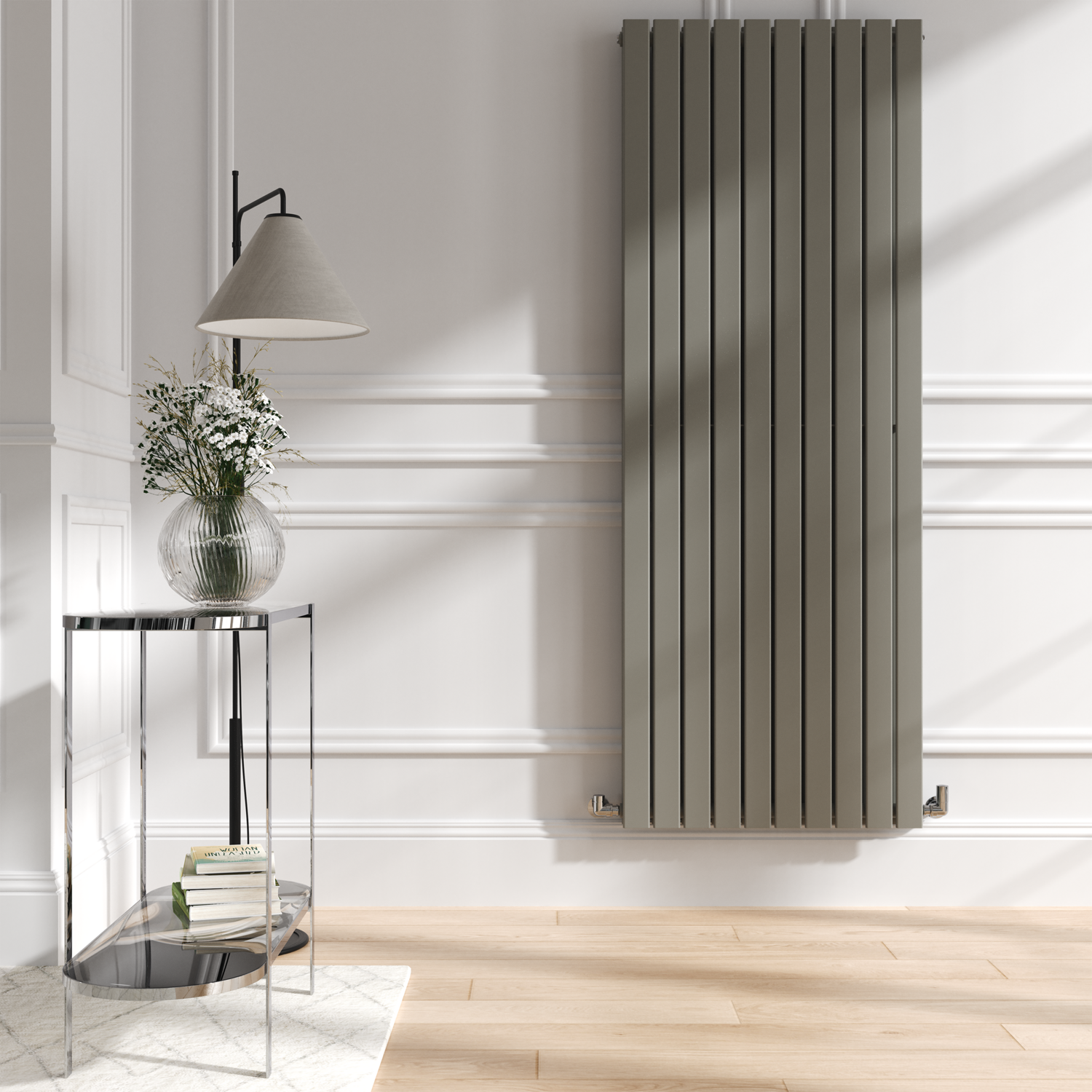 Riace Smoked Stone Vertical Flat Designer Radiator 1800X680mm Double Panel 6947 Btu VD10-1800-SSCF - Image 2